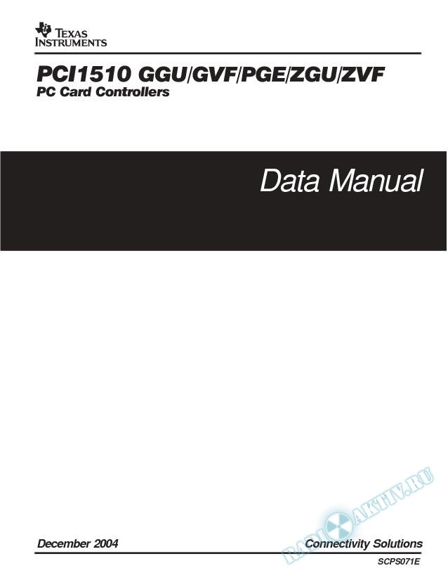 PCI1510 GGU/GVF/PGE/RGVF/RZVF/ZGU/ZVF PC Card Controllers (Rev. E)