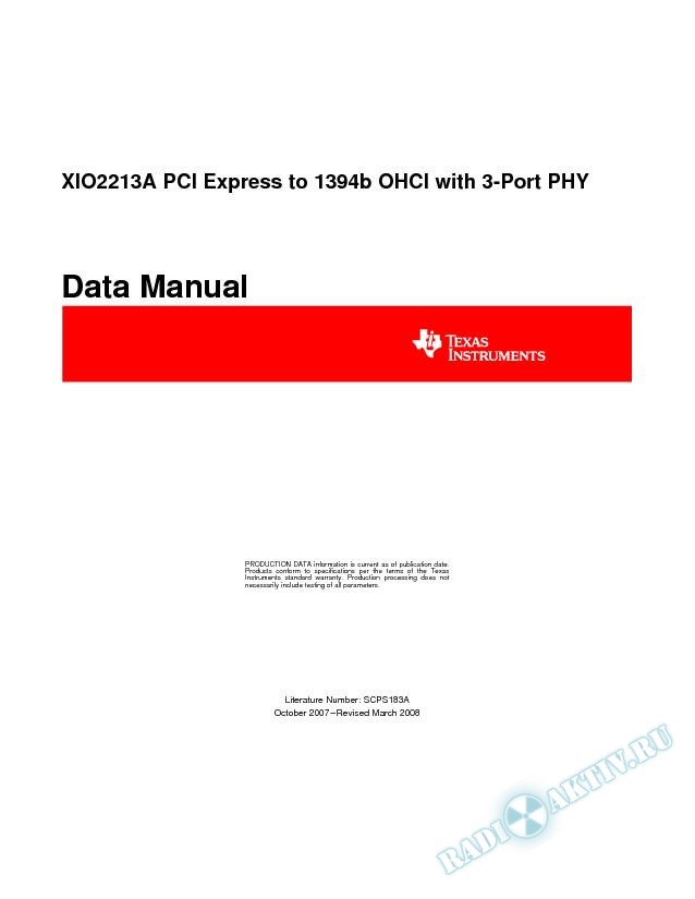 XIO2213A data manual (Rev. A)