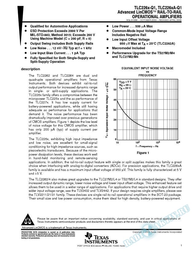 Advanced LinCMOS Rail-to-Rail Very Low Power Operational Amplifiers (Rev. B)