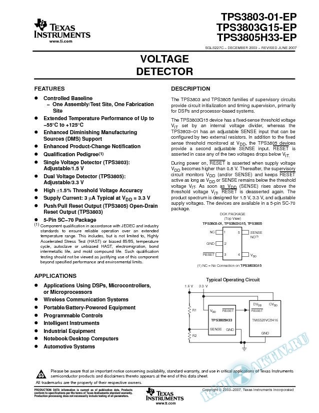 Voltage Detectors (Rev. C)