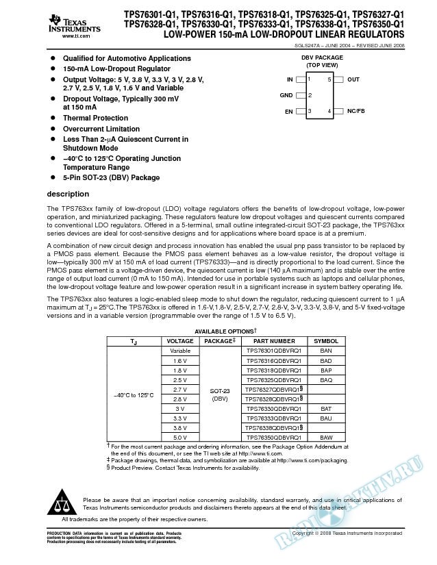 Low-Power 150-mA Low-Dropout Linear Regulators (Rev. A)