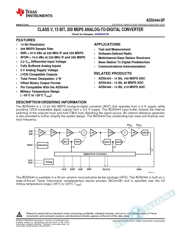 Class V 13-Bit 250-MSPS Analog-to-Digital Converter (Rev. B)