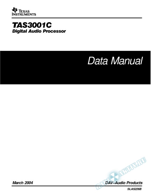 TAS3001C:  Digital Audio Processor (Rev. B)