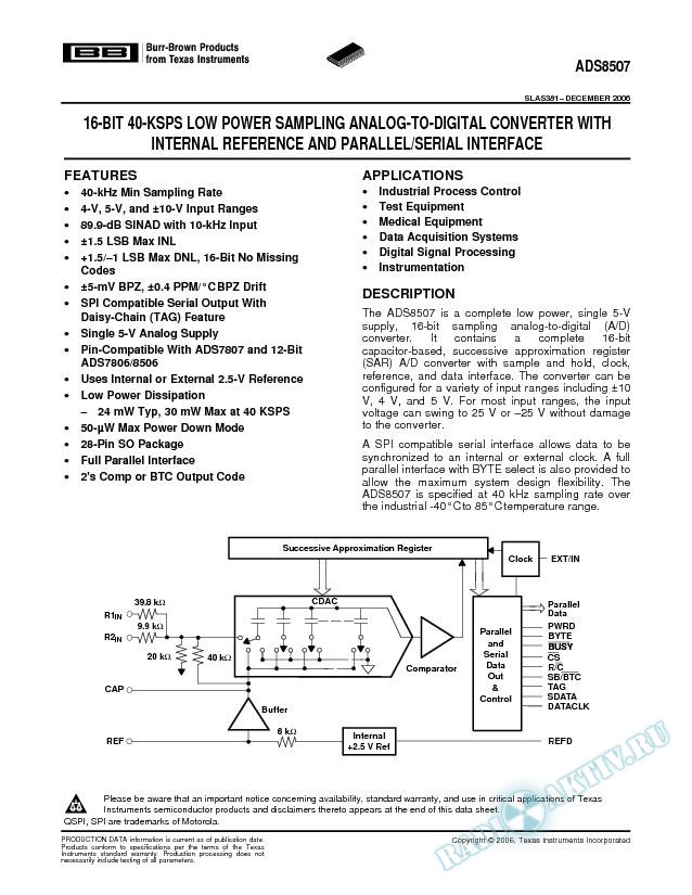 16-Bit 40-KSPS Low Power Sampling Analog-to-Digital Converter