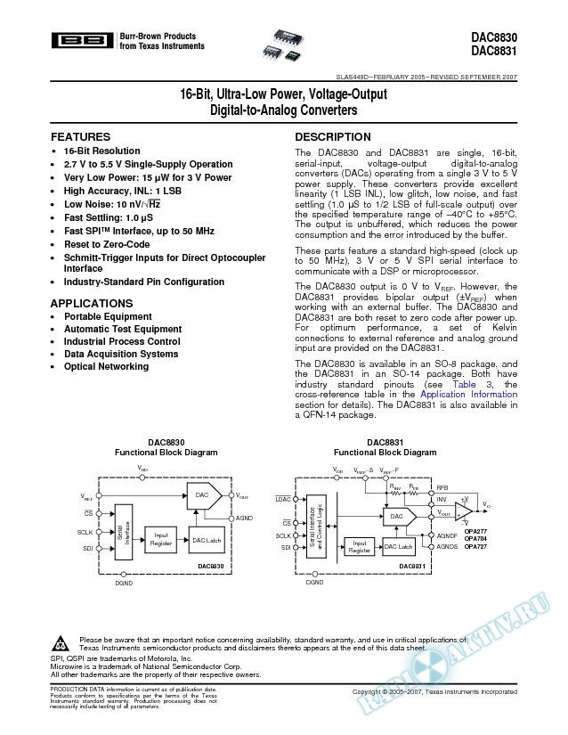 16-Bit, Ultra-Low Power, Voltage Output Digital-to-Analog Converters (Rev. D)