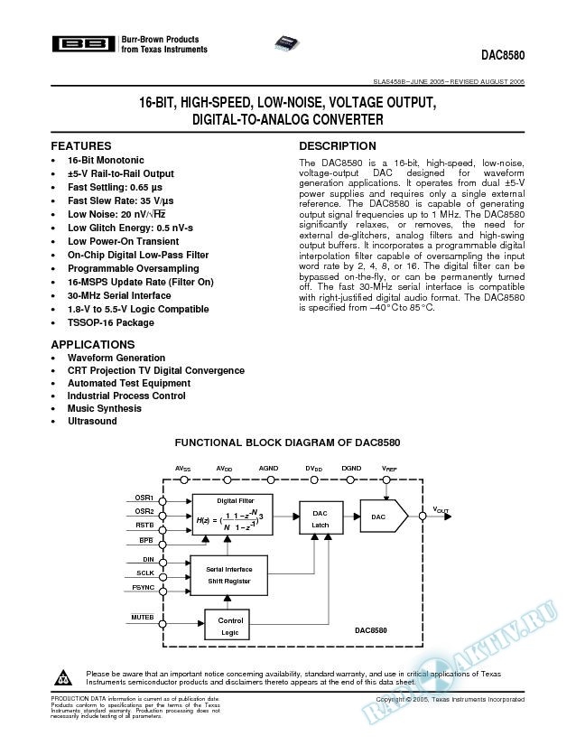 16-Bit High-Speed Low-Noise Voltage Output DAC (Rev. B)