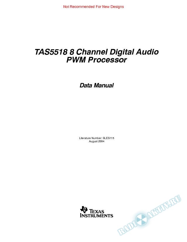 TAS5518 8 Channel Digital Audio PWM Processor