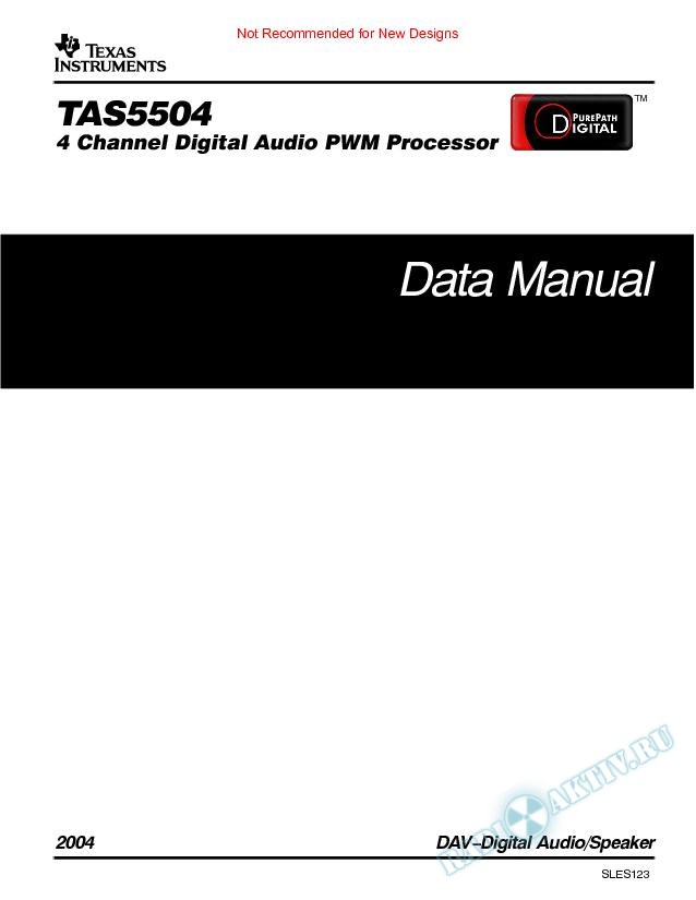TAS5504 4 Channel Digital Audio PWM Processor