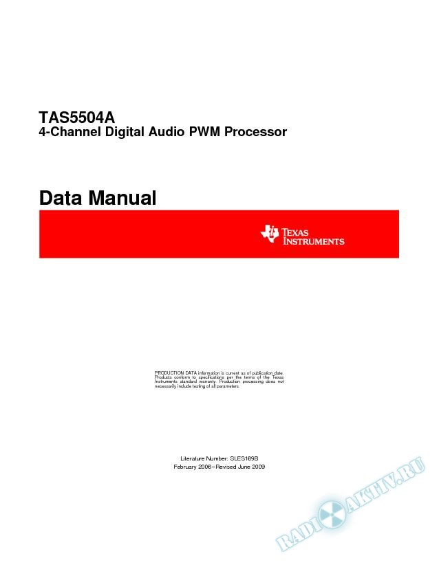 TAS5504A 4-Channel Digital Audio PWM Processor (Rev. B)