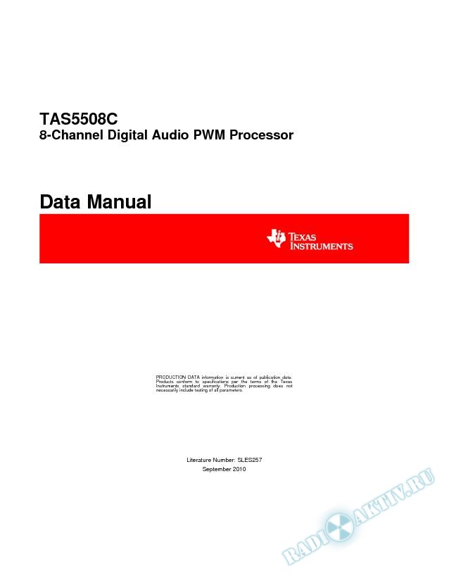 TAS5508C 8-Channel Digital Audio PWM Processor