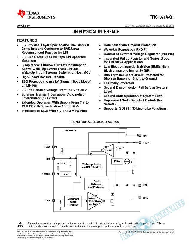 LIN Physical Interface (Rev. A)