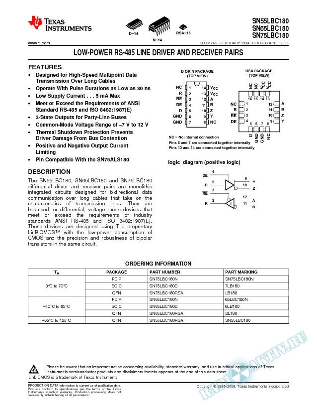 Low-Power Differential Line Driver And Receiver Pairs (Rev. G)