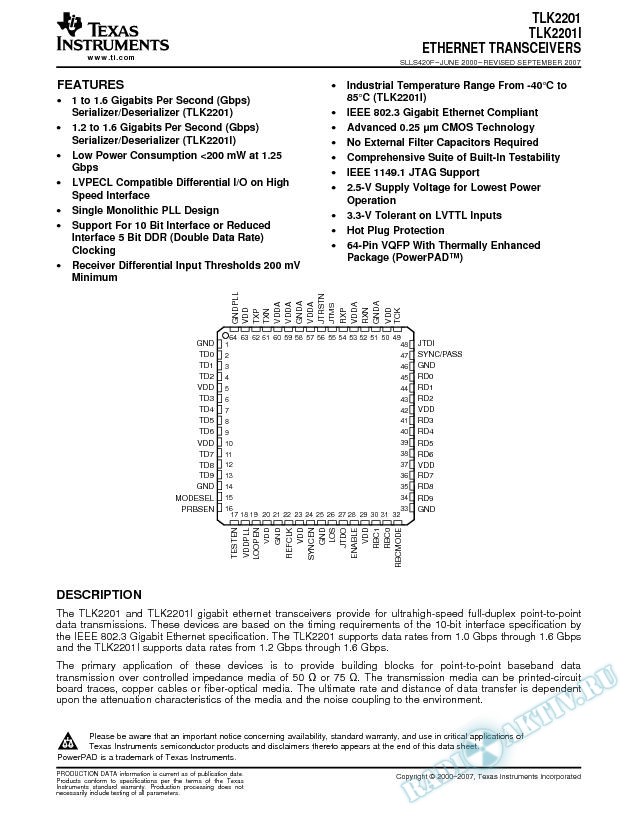 Ethernet Transceivers (Rev. F)