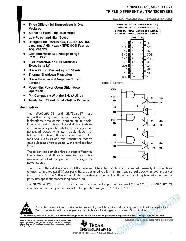 Triple Differential Transceivers (Rev. A)