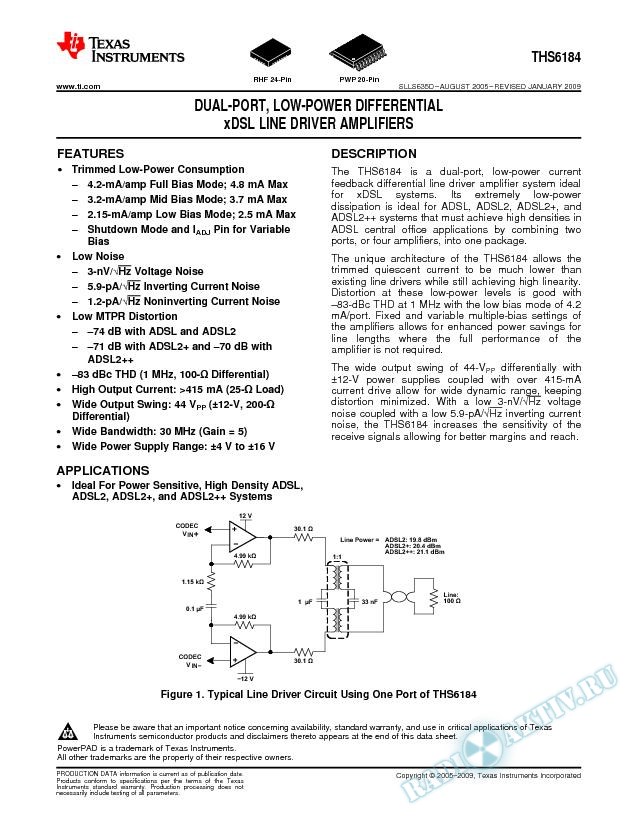 Dual Port Low Power Differential xDSL Line Driver Amplifiers (Rev. D)