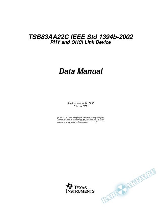 TSB83AA22C IEEE Std 1394b-2002