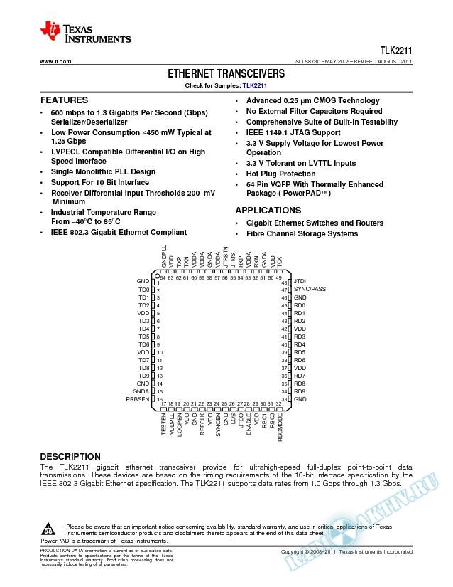 Ethernet Transceivers (Rev. D)