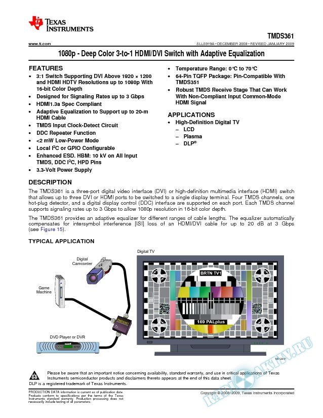 3Gbps 3-to-1 HDMI/DVI Switch (Rev. A)