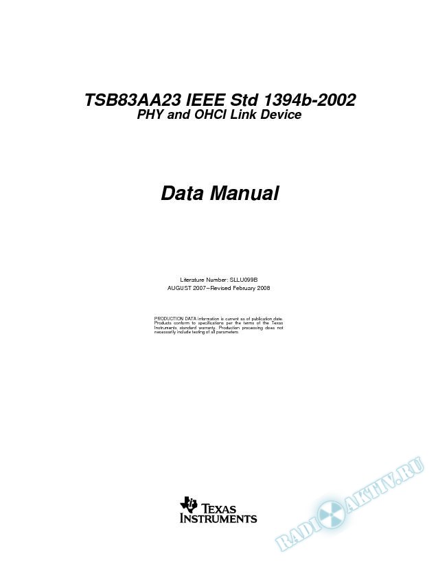 TSB83AA23 IEEE Std 1394b-2002 (Rev. B)
