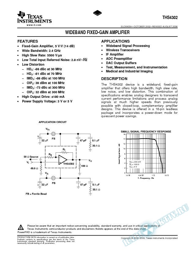 Wideband Fixed-Gain Amplifier (Rev. H)