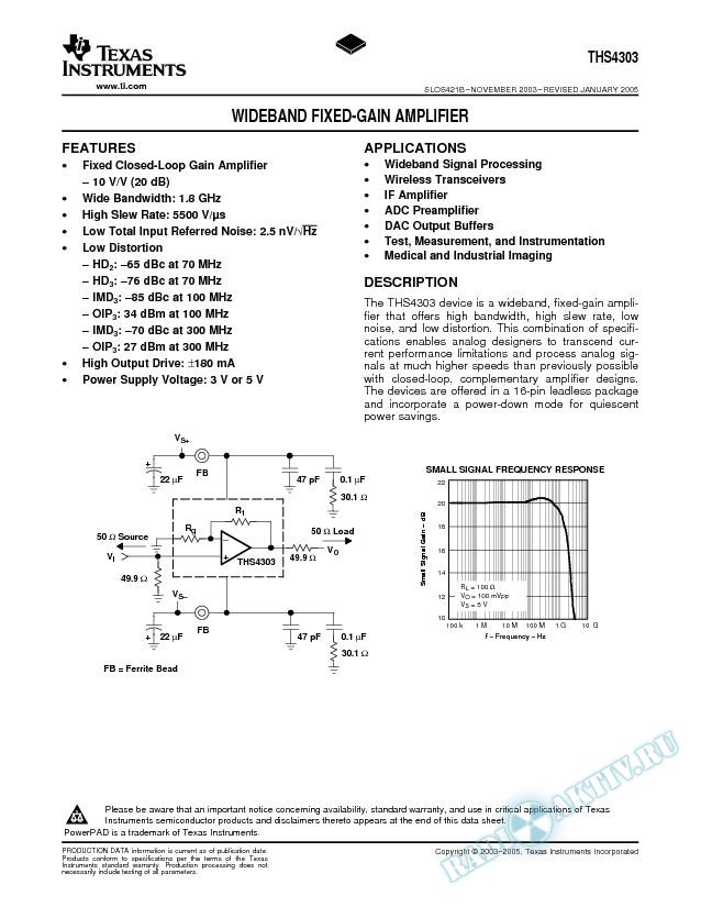 Wideband Fixed-Gain Amplifier (Rev. B)