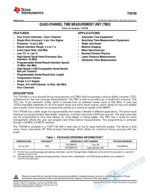 Quad Channel Time Measurement Unit. (Rev. B)