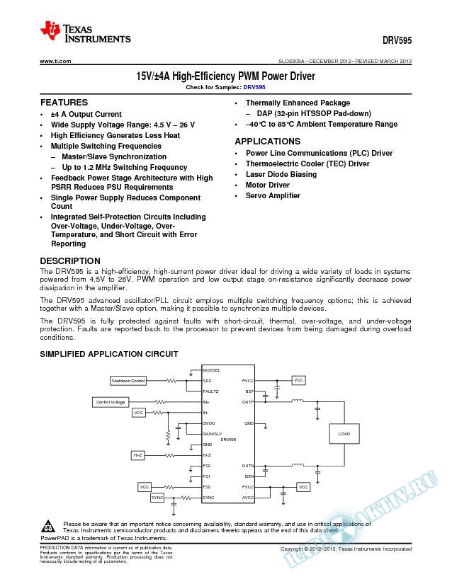 15V/±4A High-Efficiency PWM Power Driver (Rev. A)