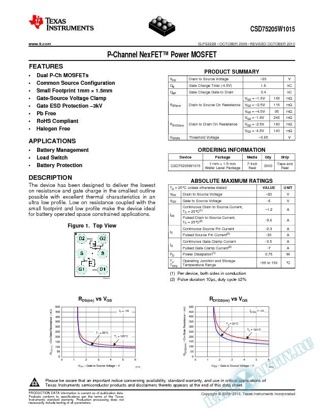P-Channel CSP NexFET Power MOSFET (Rev. B)