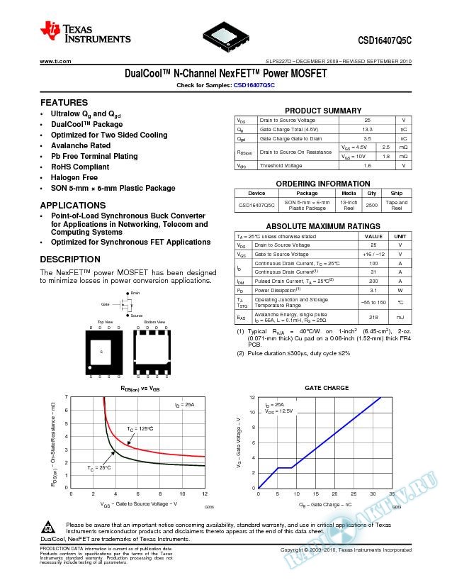 N Channel NexFET PowerMOSFET (Rev. D)