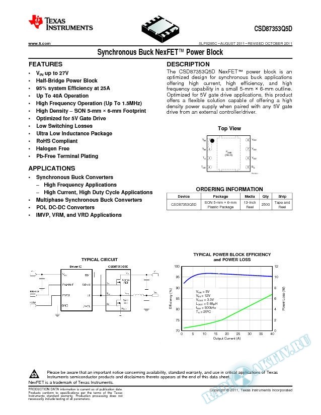 Synchronous Buck NexFET™ Power Block - CSD87353Q5D. . . (Rev. C)