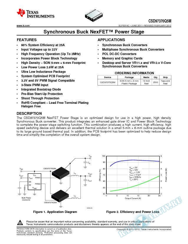 Synchronous Buck NexFET™ Power Stage - CSD97370Q5M (Rev. C)