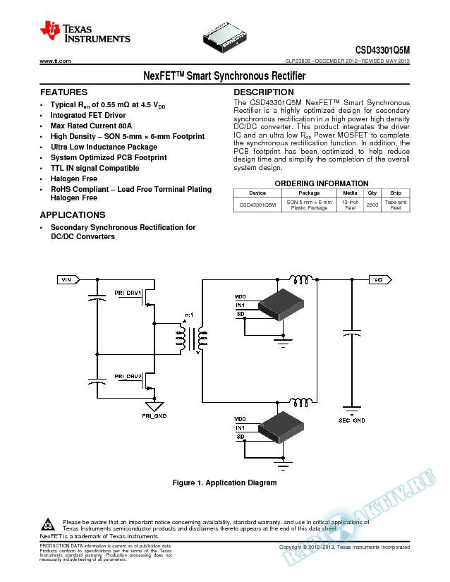 Synchronous Buck NexFet, CSD43301Q5M (Rev. B)