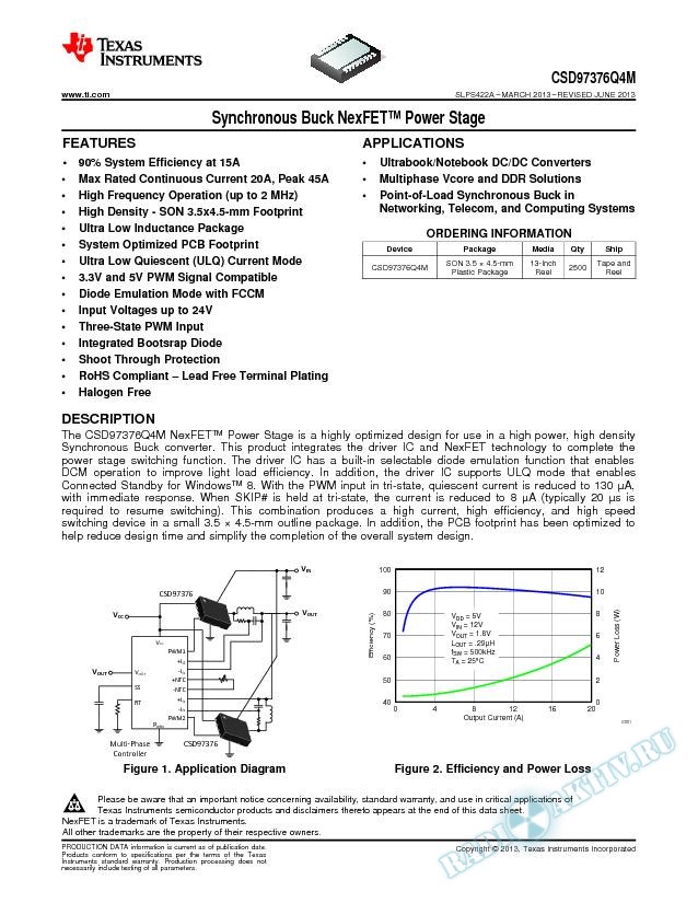 Synchronous Buck NexFET Power Stage, CSD97376Q4M (Rev. A)