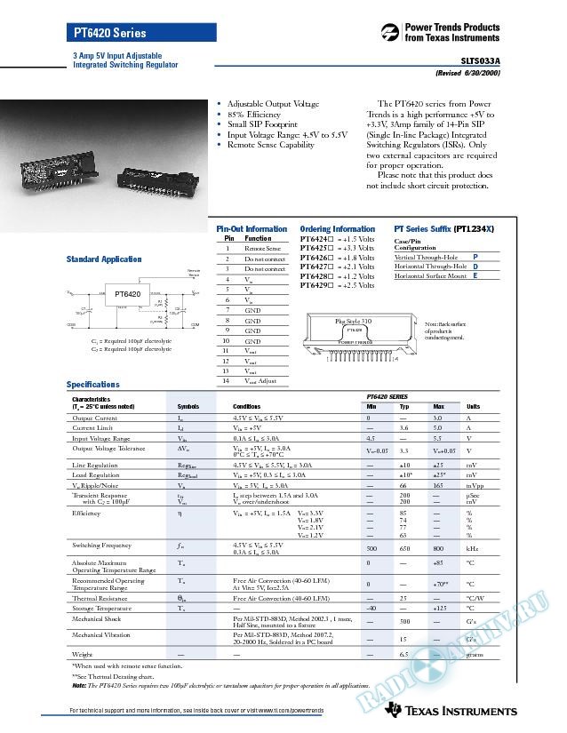 3 Amp Adjustable Integrated Switching Regulator (Rev. A)