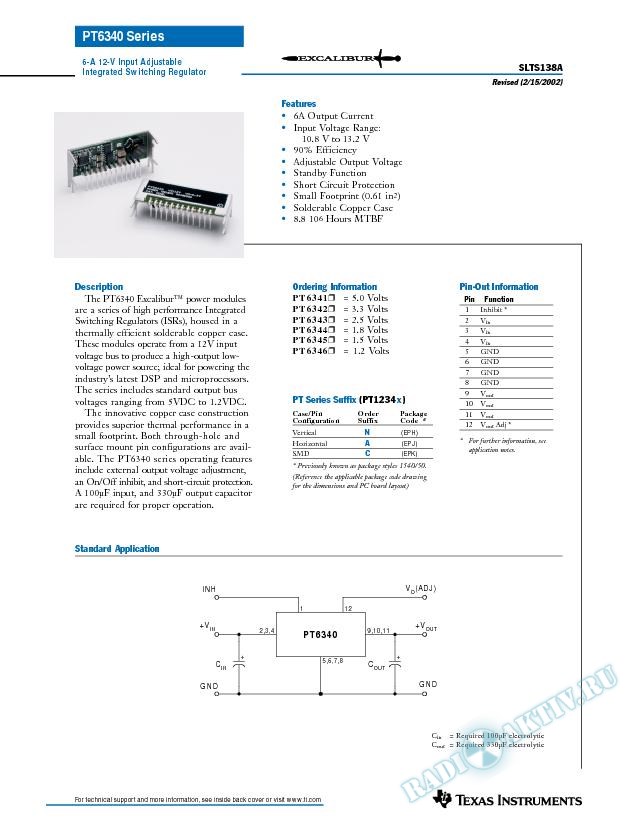 6 Amp 12V Input Adjustable Integrated Switching Regulator (Rev. A)