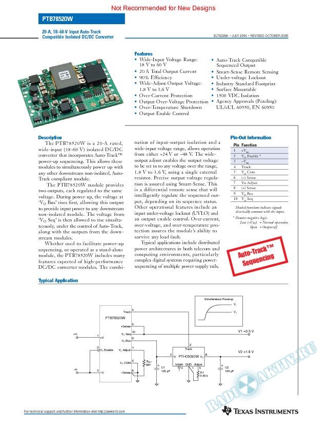 20-A, 18-60-V Input Auto-Track Compatible Isolated DC/DC Converter (Rev. A)