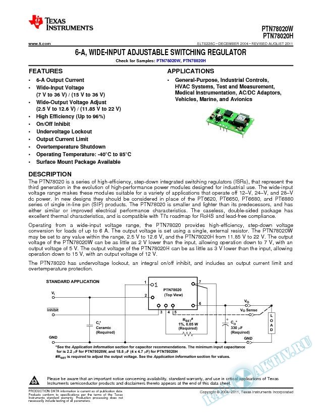 6-A Wide-Input Voltage Adjustable Switching Regulator (Rev. C)
