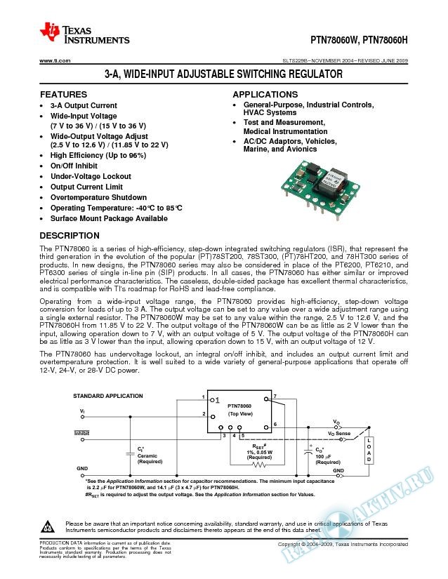 3-A Wide-Input Adjustable Switching Regulator (Rev. B)
