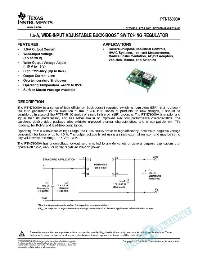 1.5-A Wide Input Adjustable Buck-Boost Switching Regulator (Rev. B)