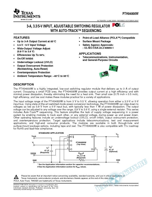 3-A 3.3/5-V Input Adjustable Switching Regulator w/Auto Track Sequencing (Rev. B)
