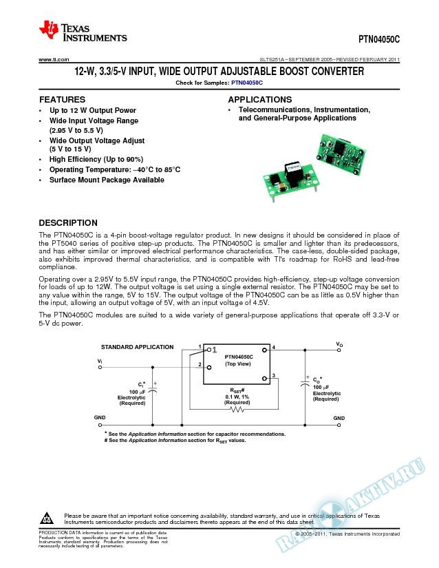 12-W 3.3/5-V Input Wide Output Adjustable Boost Converter (Rev. A)