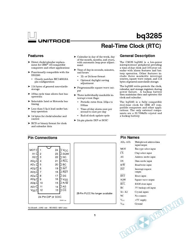 bq3285 - Real-Time Clock (RTC) (Rev. A)
