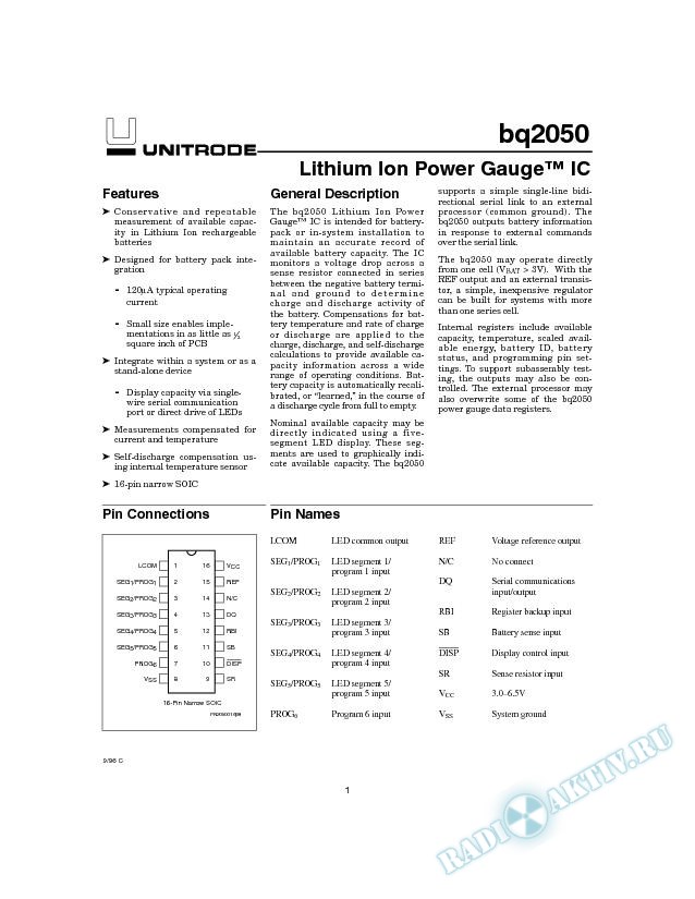 Lithium Ion Power Gauge (TM) IC (Rev. A)