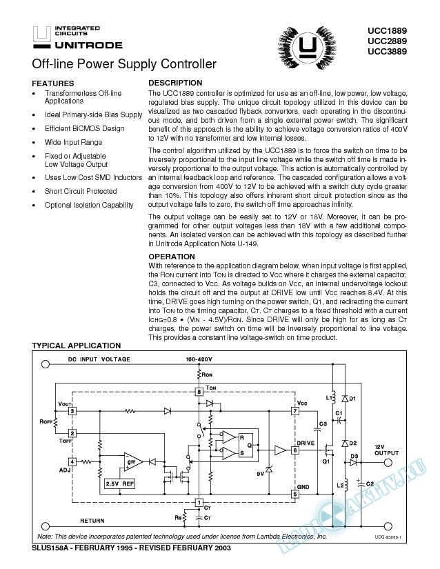 Off-line Power Supply Controller (Rev. A)