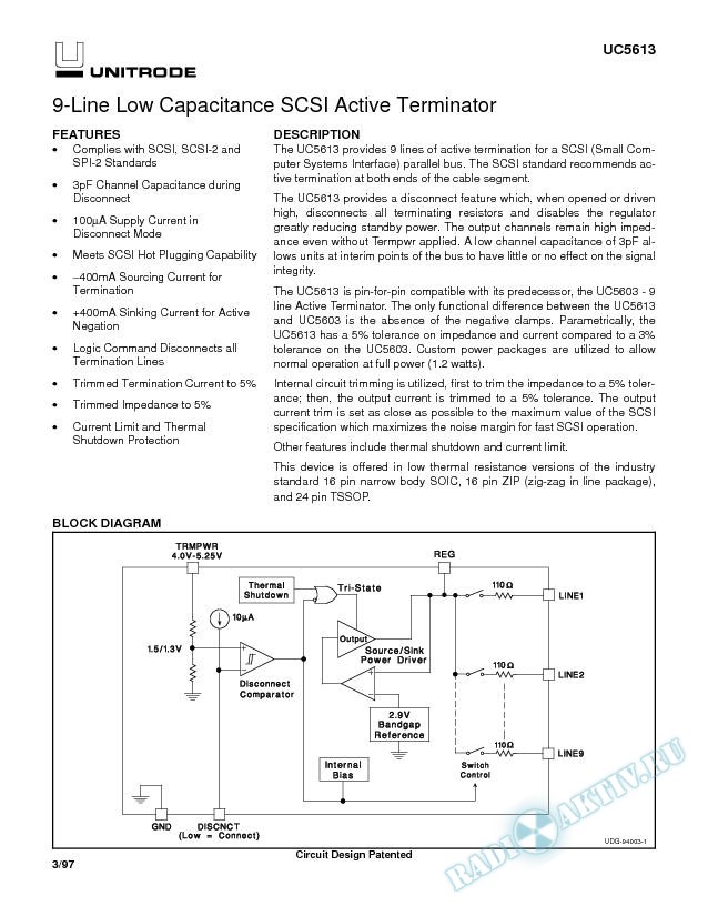 9-Line Low Capacitance SCSI Active Terminator