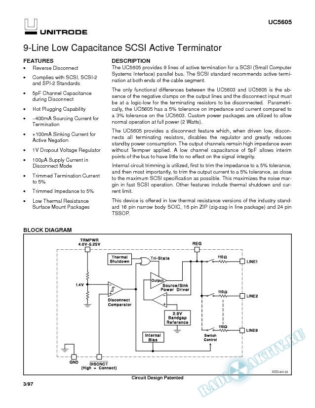 9-Line Low Capacitance SCSI Active Terminator