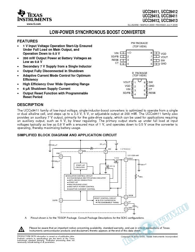 Low Power Synchronous Boost Converter (Rev. E)