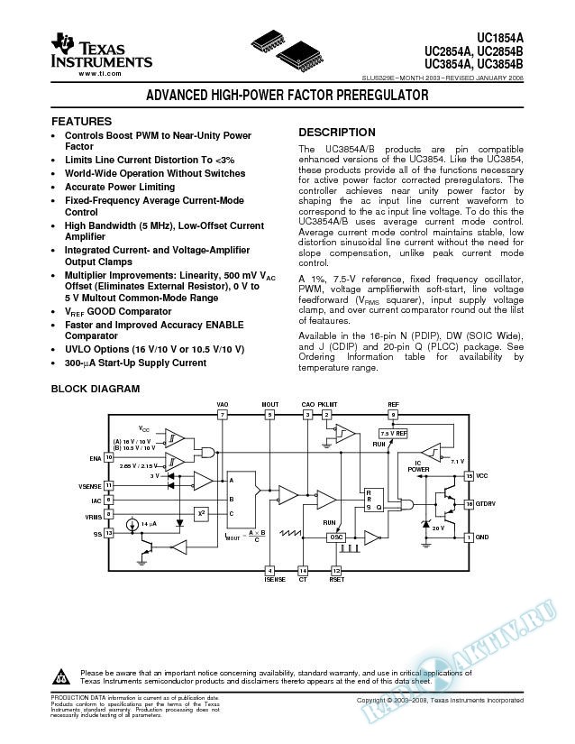 Advanced High Power Factor Preregulator (Rev. E)