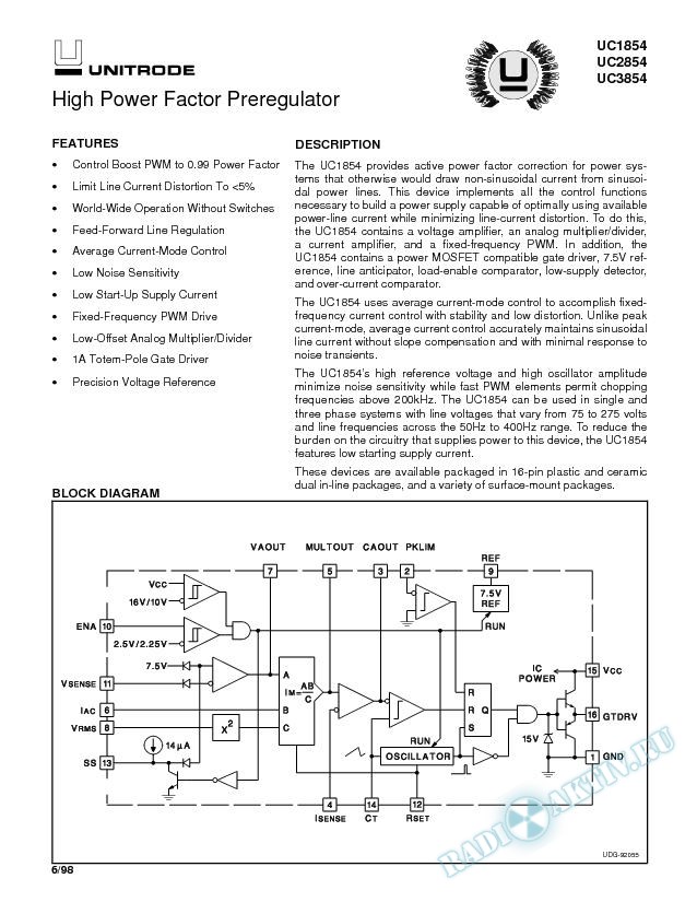 UC1854, UC2854, UC3854 High Power Factor Preregulator