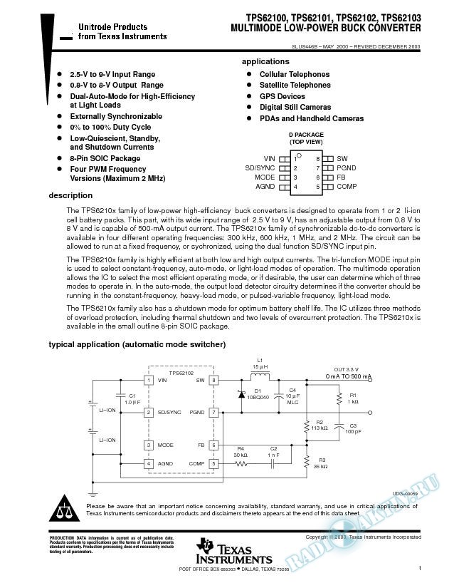 Multimode Low-Power Buck Converter (Rev. B)